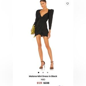 NBD Black Wrap-Style Mini Dress